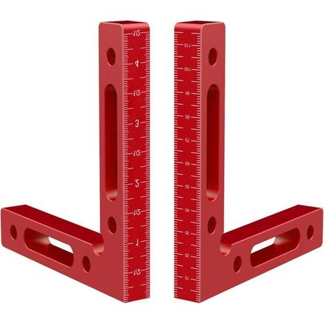 2 Pièces Equerre de positionnement à 90 degrés en aluminium, 12cm x 12cm Clip à angle droit pour le travail du bois Outils de travail du bois pour les cadres photo Assemblage carré Tiroir d'armoire (1/4)
