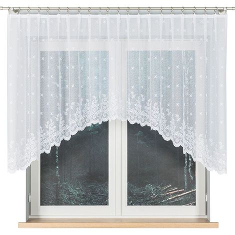 Karolina - Rideau jacquard prêt à poser avec fente en bas - 300 x 120 cm - blanc (1/5)