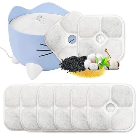 Lot de 8 filtres de Rechange pour Fontaine à Eau Filtre avec résine activée au Carbone Trois Couches système de Filtration pour Fontaine à Eau et Chat (1/5)