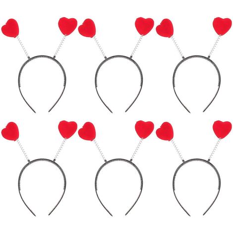 Lot de 6 bandeaux à cheveux rouges en forme de cœur, accessoires pour cheveux pour enfants. (1/5)