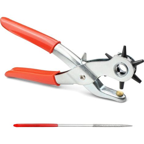Leather Punch Pliers with 6 Sizes, Heavy Duty Swivel Pliers, Precision Punch Tool for Leather, Paper, Belt, Watch Band (1/5)