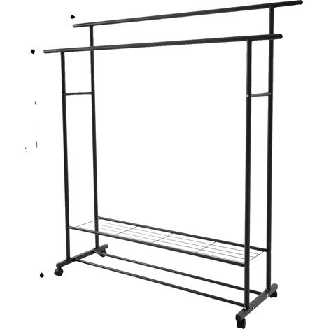 Porte-vêtements, Barres de suspension doubles, Design mobile, noir (1/2)