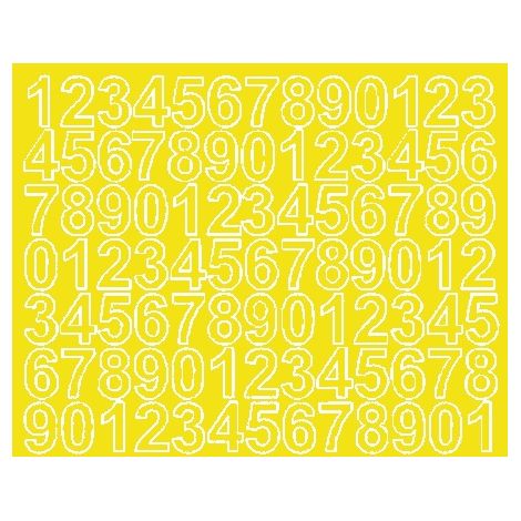 Numeri adesivi autoadesivi da 2,5 cm, colore giallo opaco.