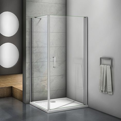 Pendeltürx Seitenwand:80x90cmxH.185cm Eckig Duschkabine Eckeinstieg 5mm ESG Sicherheitsglas Duschwand Duschabtrennung (1/5)