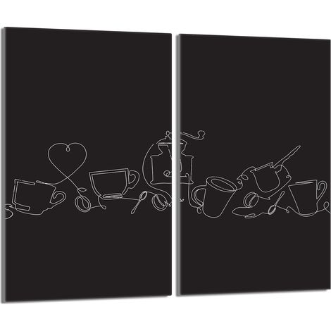 Plaque de protection en verre pour poêle 2x30x52 Noir (1/5)