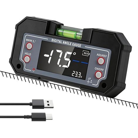 Digital Inclinometer, 96 x 45 x 24 mm Digital Angle Gauge, Digital Magnetic Angle Protractor, Two-Axis Inclinometer for DIY, Wood Cutting, Construction, Black (1/5)