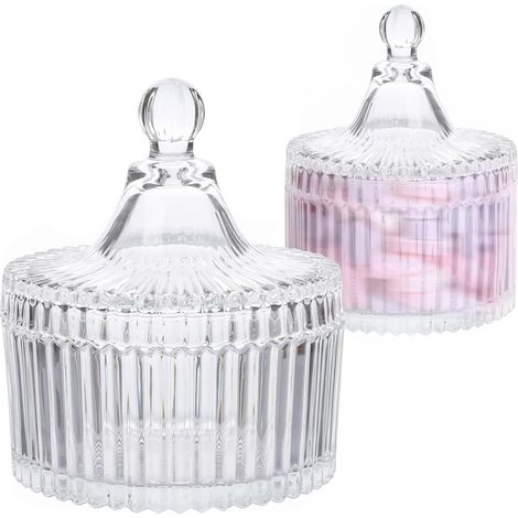 2 Pièces Vintage Boîte En Verre De Bonbons Bocaux En Cristal Bonbonnières Avec Couvercle Bonbonnières Récipient En Verre Bocaux De Conservation Pour Bonbons Chocolat Fèves Biscuits (1/5)