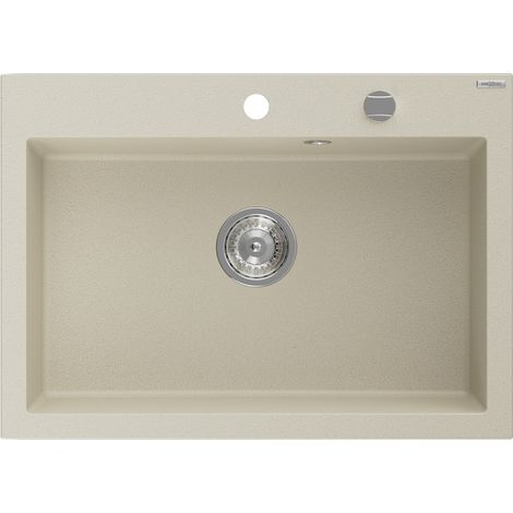 Mexen Elix lavello da cucina in granito 1-vasca 700 x 500 mm, beige, sifone cromato - 6526701005-69 (1/5)