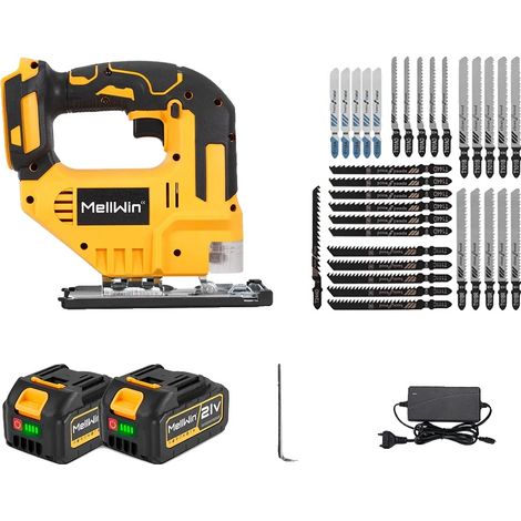Scie sauteuse, vitesse réglable, changement de lame sans outil, 2 ensemble de batteries (1/2)