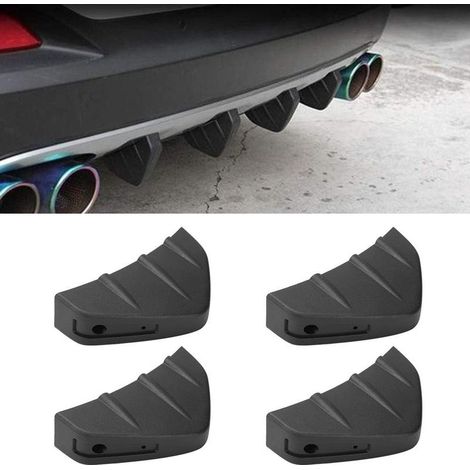 Diffuseur de Pare-Chocs Arrière, Décoration de Pare-Chocs Inférieur Arrière Style d'Aileron Noir 4 Pièces Aileron de Lèvre de Pièces Universelles de Requin (1/4)
