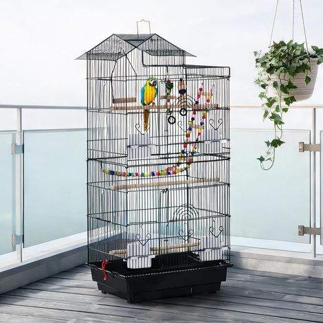 Cage pour oiseaux noir en fil d'Acier 46 x 36 x 100 cm (1/5)