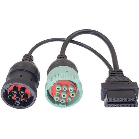OBD2-LKW-Schnittstellen-Y-Kabel 16-polig Stecker auf 6-polig Buchse J1708 und J1939 9-polig