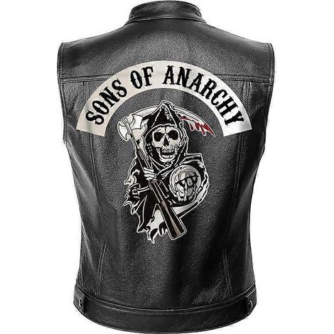 Veste sans manches en cuir Sons of Anarchy pour homme, style motard, idéale pour le printemps. Veste de moto SOA Punk noire.