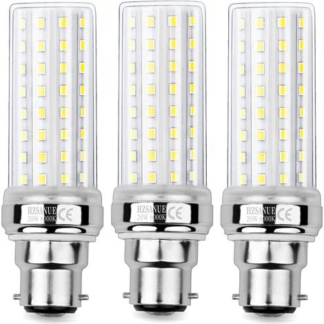 LED Ampoule à Maïs 20W, 150W Équivalent Ampoules à Incandescence, B22 LED Baïonnette Ampoules, 6000K Blanc Froid, 2200LM, Pack of 3B22 Blanc Froid (1/5)
