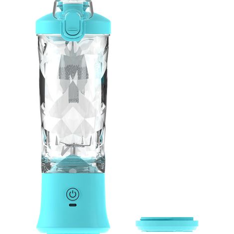 Portable Milkshake et Smoothie Blender 600ML 4000mAh Mini Blender avec 6 lames et brosses 3D, USB Rechargeable Multifonction Blender pour Fruits Légumes, Voyage, Camping 1pc Bleu (1/5)