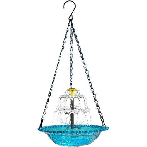 Fuente colgante solar para pájaros, fuente de agua exterior en cascada alimentada por energía solar, bebedero para pájaros colgante, para decoración de exteriores, jardín, patio y césped.
