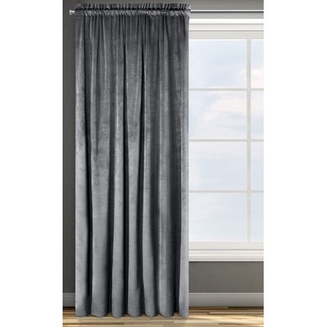 Eurofirany ROSA Tenda in Velluto con Fettuccia Arricciatenda - 1 Unità, Soffice, Pannello, Drappo Classico, Glamour, Elegante, Soggiorno, Camera da Letto, 290 g/m2, 135x300 cm, Grigio Grafite (1/4)
