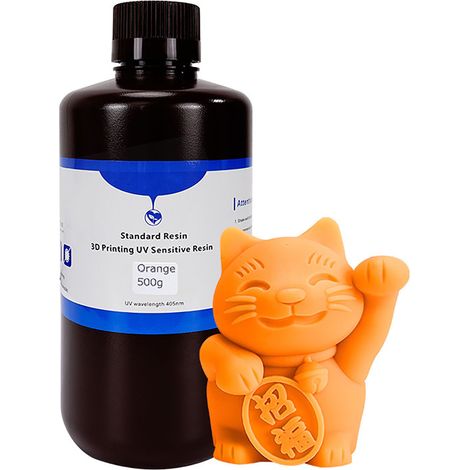 KINGROON 500g Résine photosensible LCD/DLP matériau universel photopolymère consommable pour imprimante 3D, haute dureté, haute ténacité, résistant aux rayures, couleur orange. (1/5)