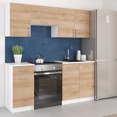 Moderne Küchenzeile LECO 180 cm in Buche Artisan – funktionales Design für jede Küche (1/3)