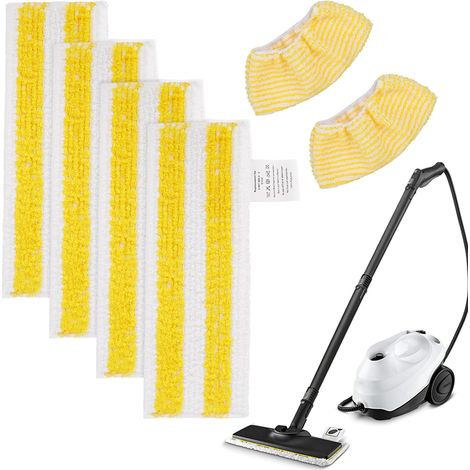 (4 patins + 2 housses) Patins de rechange en tissu pour nettoyeur vapeur Kärcher EasyFix SC2, SC3, SC4 et SC5 – Kit de housses et patins en microfibre, lavables et réutilisables (1/5)