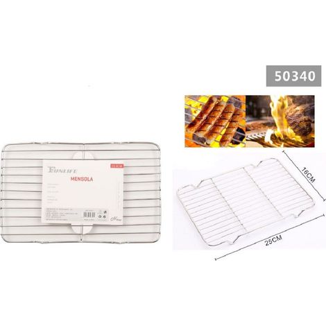 Kaela - Griglia In Acciaio 25.5x16cm Mensola Per Barbecue Vapore Cuocere Arrostire 50340 - (1/2)