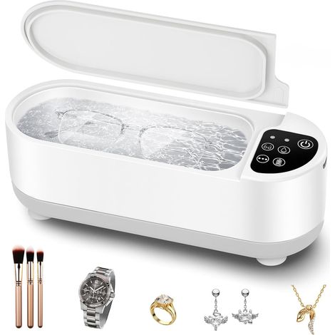 Ultraschallreinigungsgerät, für Schmuck und Brillen, 49 kHz Hochfrequenz, Ultraschallreiniger mit Pinzette, praktisch für Schmuck (1/5)
