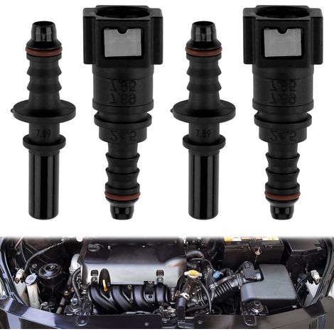 Kit de 2 Connecteurs Rapides Carburant 7.89mm/8mm Nylon Raccord Tuyau de Carburant Raccords ID8 Étanches Déconnexion Sécurisée pour Essence, Gaz, Véhicules, Bateaux (5/16") (1/5)