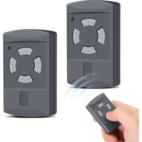 Lot de 2 émetteurs manuels pour porte de garage Hormann 40,685 MHz HSE2 HSM4 HSM2 HSE4 HS2 HS4 - Duplicateur de télécommande compatible avec les touches Hörmann grises (1/4)