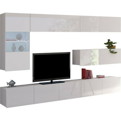 Conjunto de salón Remus IV, Blanco + Blanco brillante