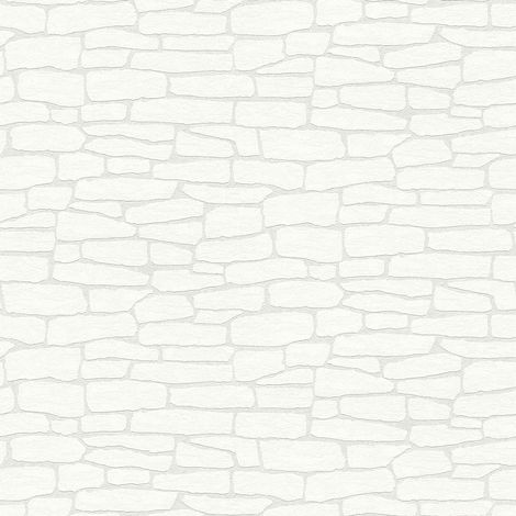 Papier peint blanc effet pierre Papier peint mural en Vlies, peinturable Papier peint en pierre naturelle, peinturable (1/4)