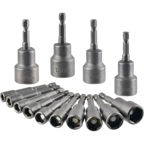 14-teiliger magnetischer Innensechskant-Steckschlüsselsatz, 6–19 mm, Schlagschrauber-Steckschlüsselsatz, magnetischer Innensechskant-Steckschlüsselsatz, magnetisches 1/4-Zoll-Innensechskant-Adapterwer (1/4)