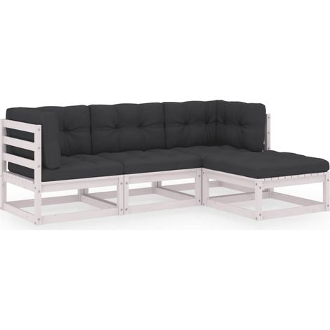 Set di mobili da giardino mobili da esterno 4 pezzi con cuscini legno di pino massiccio 020021023