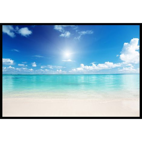 Affiche encadrée plage tropicale et horizon azur (1/5)