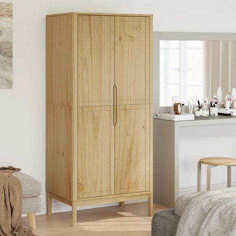 vidaXL Armario FLORO madera maciza de pino marrón cera 77x53x171 cm (1/5)