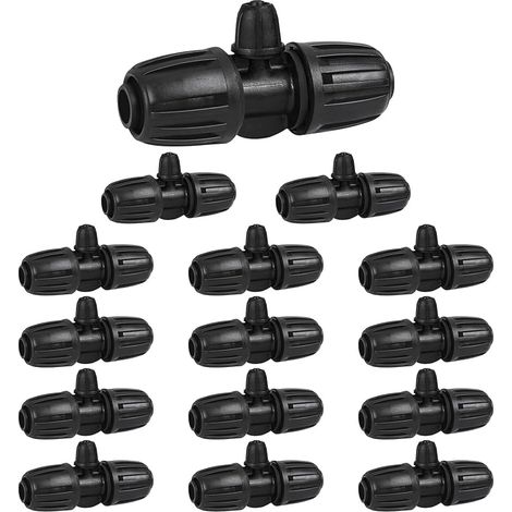 Lot de 15 Lock Connecteurs en T Barbelés, 16mm à 4/7 connecteur Universel Serrure de Tuyau connecteur en t barbelé pour connecteurs d'irrigation de Jardin Tuyau PE (1/5)