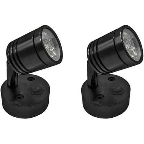 2pcs 12V LED Spot Light Wall Reading Lamp Bedside Lamp Adjustable Switch Motorhome E Cylindrical Flexible Interior Lighting for Boat Motorhome (Black) (1/5)