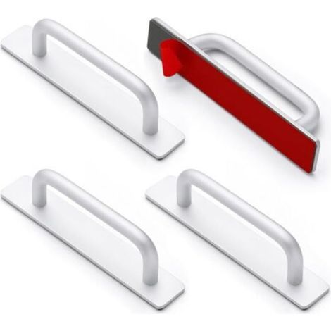 Set di 4 maniglie autoadesive per mobili, pomelli adesivi per cassetti, maniglie per porte in alluminio, maniglie per mobili da cucina senza foratura
