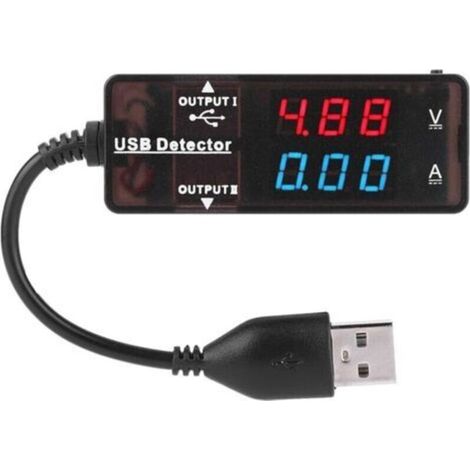 Détecteur USB à double affichage : voltmètre, ampèremètre, tension, capacité de batterie, capacité multifonction, chargeur USB, testeur électrique (bicolore) (1/4)