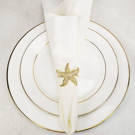 12 couleurs : Or Matière : Alliage Rond de serviette étoile de mer Rond de serviette style western Thème océan.