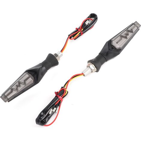 Lot de 2 clignotants LED dynamiques pour moto, étanches IPX66, universels, M10, lumière bleue et jaune (1/5)