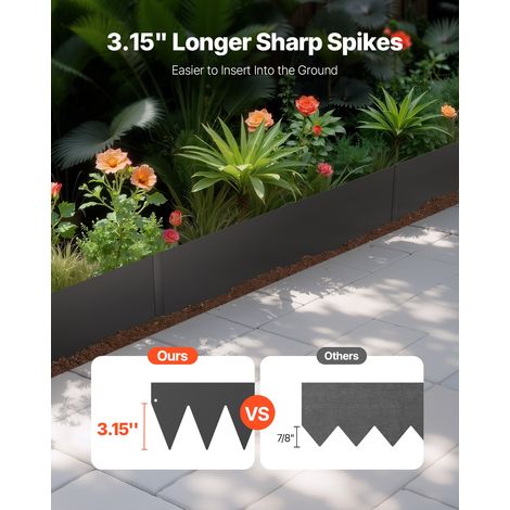Bordure de Jardin en Acier, Lot de 6, Bordures Paysagères en Métal, 1016 x 152,4 mm, Résistante à Rouille, Installation Simple, Ban… (1/5)