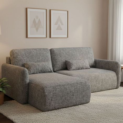 Sofá Cama con Chaise Longue Pagno, Almacenaje, Reclinable, Reversible, 207x148 cm Gris (1/5)