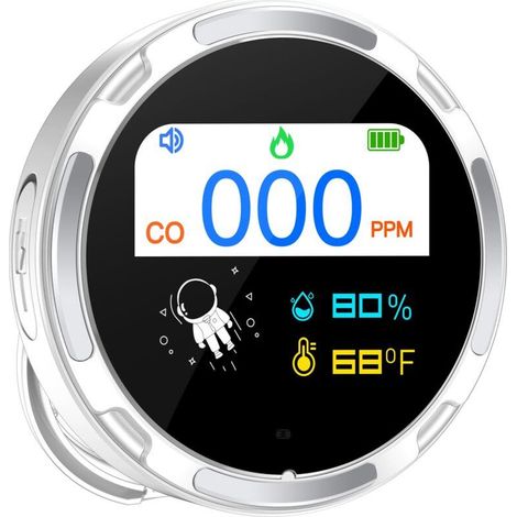 Detecteur Monoxyde Carbone Détecteur CO2 Moniteur Qualité, 6 en 1 Détecteur Monoxyde de Carbone CO2 Alarme Moniteur de Dioxyde de Carbone CO2 Monitor HCHO TVOC Température Humidité (1/4)