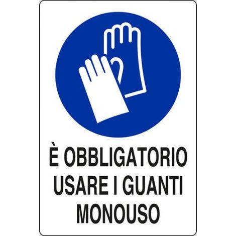10PZ CARTELLO SEGNALETICA OBBLIGATORIO USO GUANTI MONOUSO