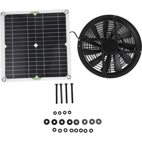 Solar panel fan kit, 100W waterproof solar panel, 10" round exhaust fan for chicken coop, greenhouse, shed (1/4)