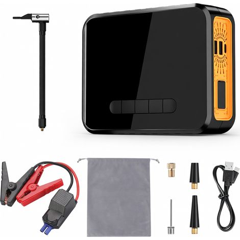 Inflador de neumático inalámbrico 8000 mAh negro y naranja (1/5)
