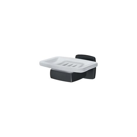 1PCS Porte-Savon Mural Noir Mat sans percer , Porte-Savon en Verre pour Salle de Bain (1/4)