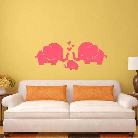 Elefantenförmiger Aufkleber für Wohnzimmer, Schlafzimmer, Wanddekoration (S, Rosa) (1/5)