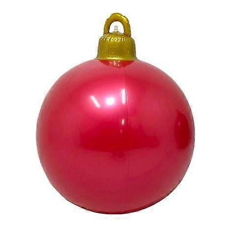 Boules de Noël gonflables décorées de 60 cm, sphères de Noël en PVC pour l'extérieur, décorations de sapin de Noël rouges (1/5)