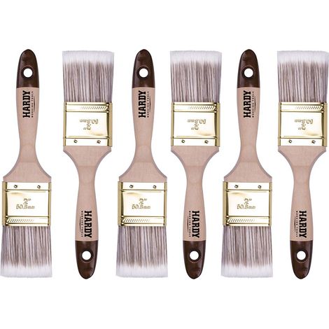 HARDY WORKING TOOLS Pennellesse Set 6-sezioni, 6 pezzi – 50 mm Larghezza, Pennello Set con manico in legno, Pennello di verniciatura Serie 45, 6PCS, Pennellessa kit A0205-450620 (1/4)